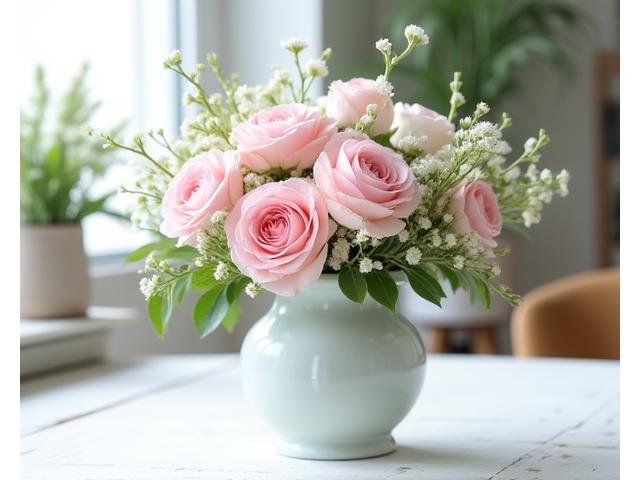 Une composition florale simple et élégante créée par un débutant, mettant en avant les bases de l'harmonie des couleurs.