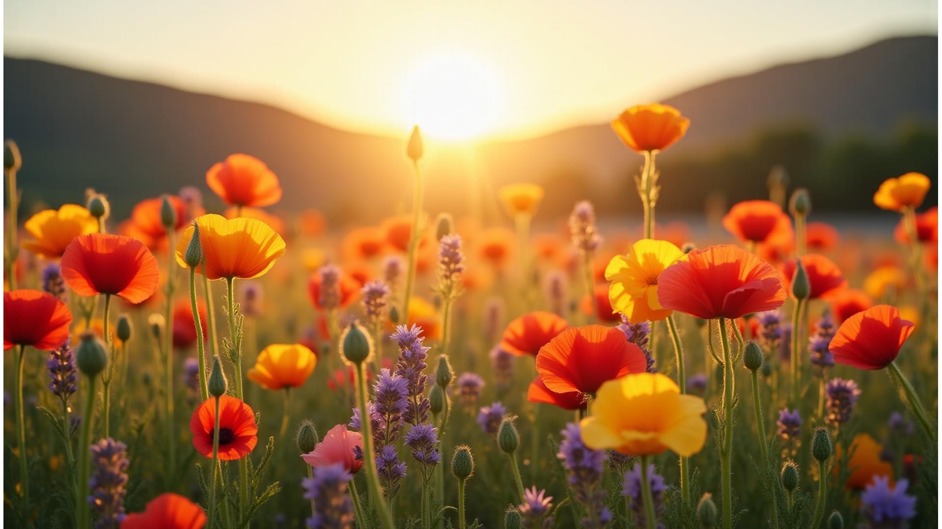 Champ de fleurs locales et saisonnières sous le soleil de la campagne lyonnaise