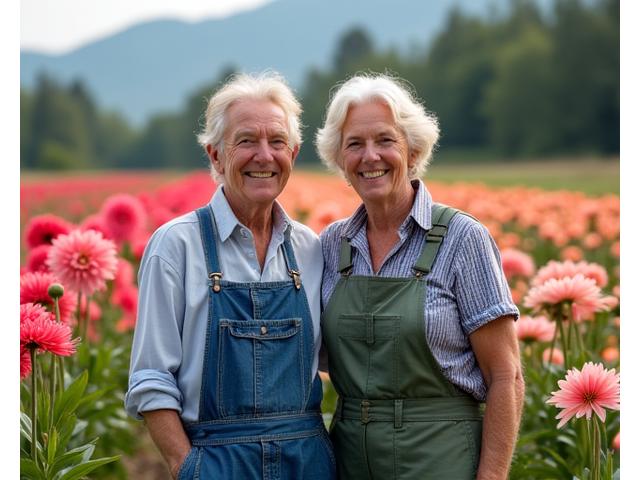 Portrait de la famille Dupond, cultivant des fleurs dans la campagne rhodanienne