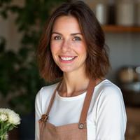 Portrait d'une artiste florale souriante, Amélie Dupont