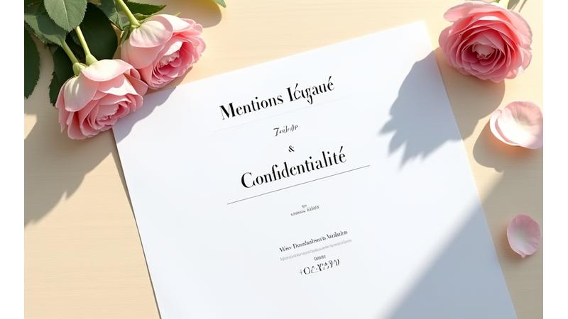 Illustration d'un document légal stylisé avec des motifs floraux subtils, symbolisant la conformité au RGPD.
