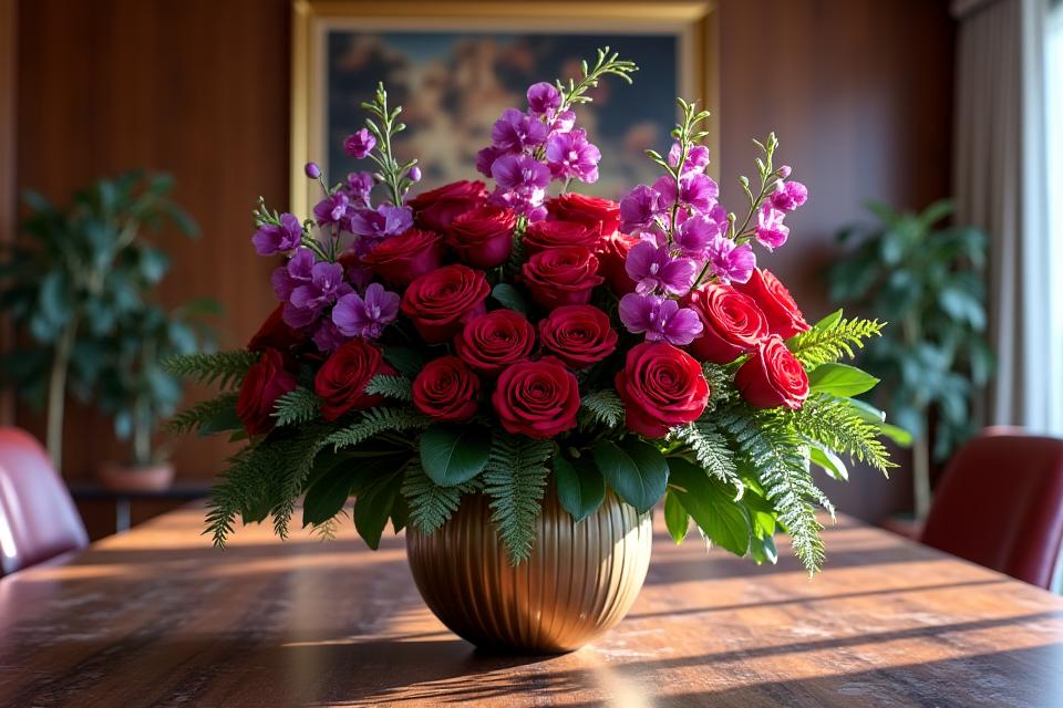 Bureau de direction avec une composition florale sophistiquée