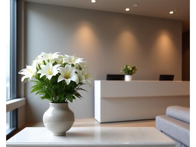 Banque lyonnaise avec décoration florale pour l'accueil