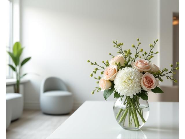 Cabinet médical lyonnais avec des compositions florales apaisantes